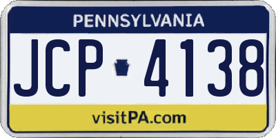 PA license plate JCP4138