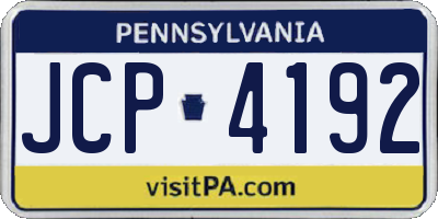 PA license plate JCP4192