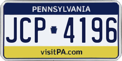 PA license plate JCP4196