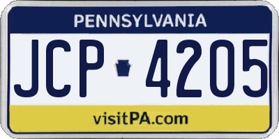 PA license plate JCP4205