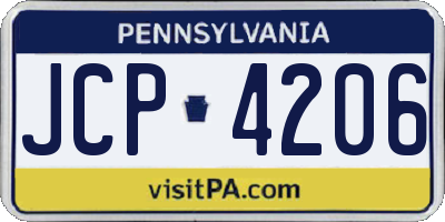 PA license plate JCP4206