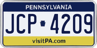 PA license plate JCP4209