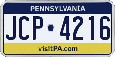 PA license plate JCP4216