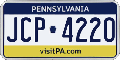 PA license plate JCP4220