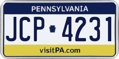 PA license plate JCP4231