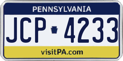 PA license plate JCP4233