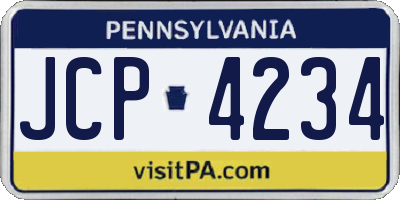 PA license plate JCP4234