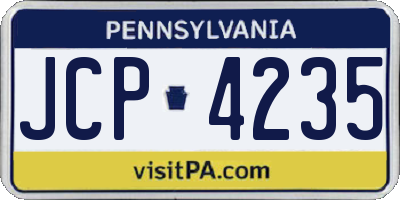 PA license plate JCP4235