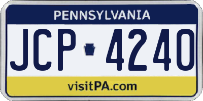 PA license plate JCP4240