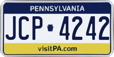 PA license plate JCP4242