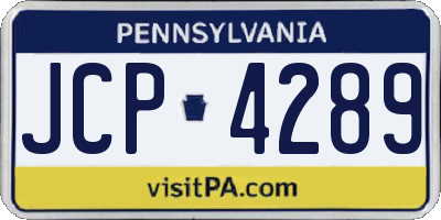 PA license plate JCP4289