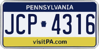 PA license plate JCP4316
