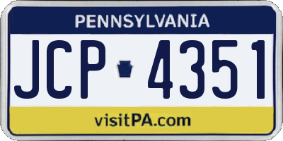 PA license plate JCP4351