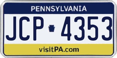 PA license plate JCP4353