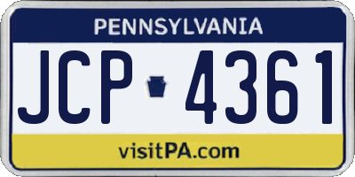 PA license plate JCP4361