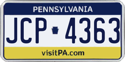 PA license plate JCP4363