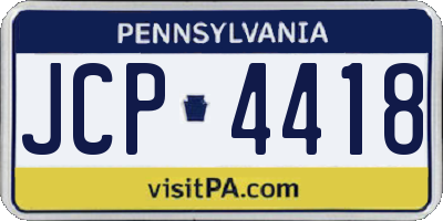 PA license plate JCP4418