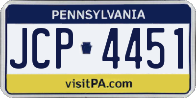 PA license plate JCP4451