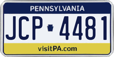 PA license plate JCP4481