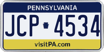 PA license plate JCP4534