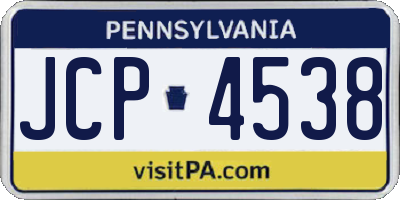 PA license plate JCP4538