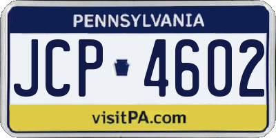 PA license plate JCP4602
