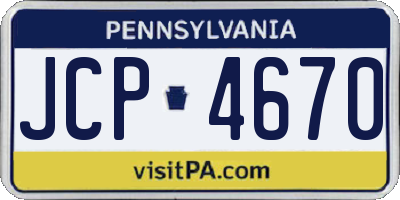 PA license plate JCP4670