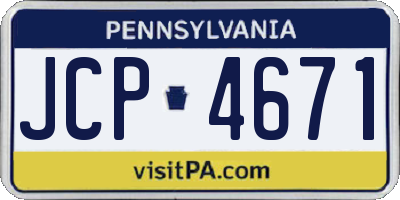PA license plate JCP4671