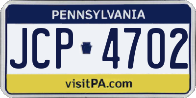 PA license plate JCP4702