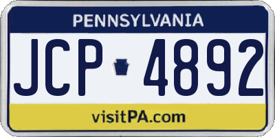 PA license plate JCP4892