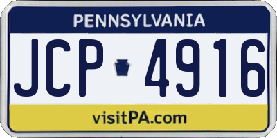 PA license plate JCP4916