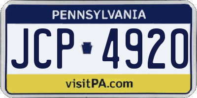 PA license plate JCP4920