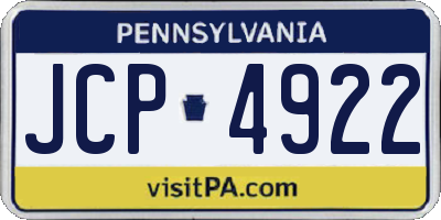PA license plate JCP4922