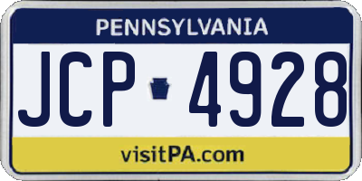 PA license plate JCP4928