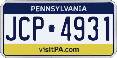 PA license plate JCP4931
