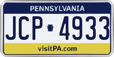 PA license plate JCP4933
