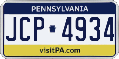 PA license plate JCP4934