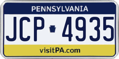 PA license plate JCP4935