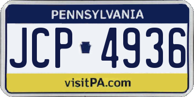 PA license plate JCP4936