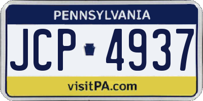 PA license plate JCP4937