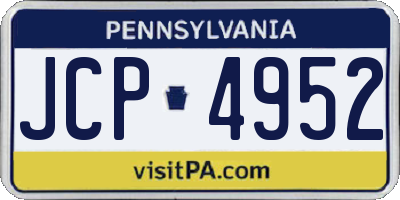 PA license plate JCP4952