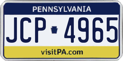 PA license plate JCP4965
