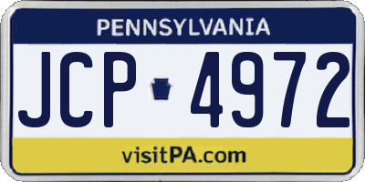 PA license plate JCP4972