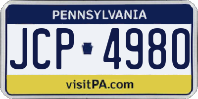 PA license plate JCP4980