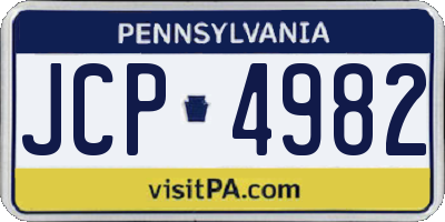 PA license plate JCP4982