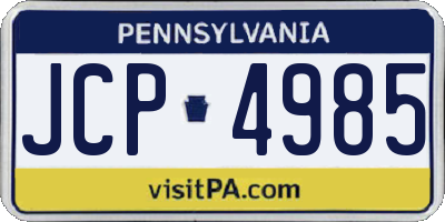 PA license plate JCP4985