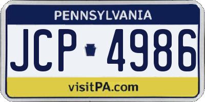 PA license plate JCP4986