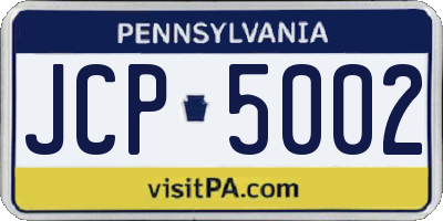 PA license plate JCP5002