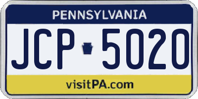 PA license plate JCP5020