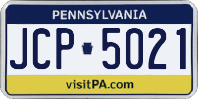 PA license plate JCP5021